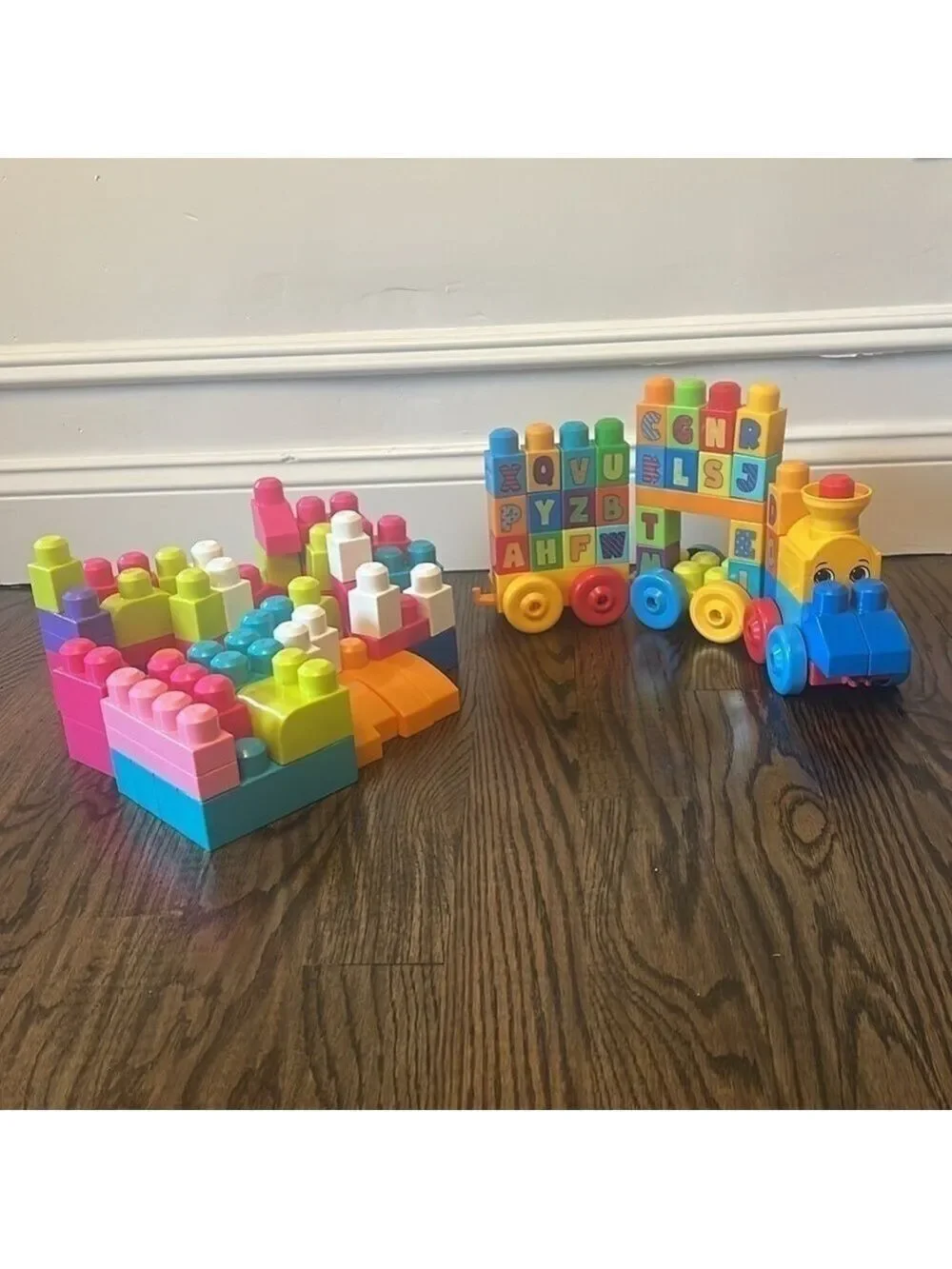 Mega Bloks First Builders ABC Musical Train 100+ Pieces Big Building Blocks Toy